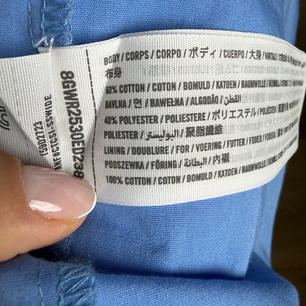 Abercrombie & Fitch Blue Emerson Poplin Puff Sleeve Midi Dress Size Small - Picture 10 of 10
